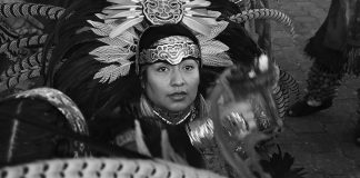Aztec dancer in San Gregorio Atlapulco
