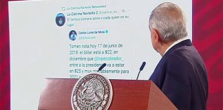 The president displays a tweet