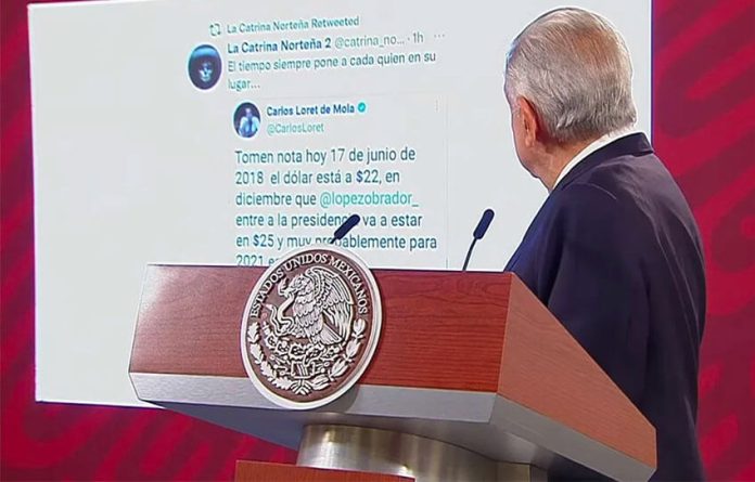 The president displays a tweet