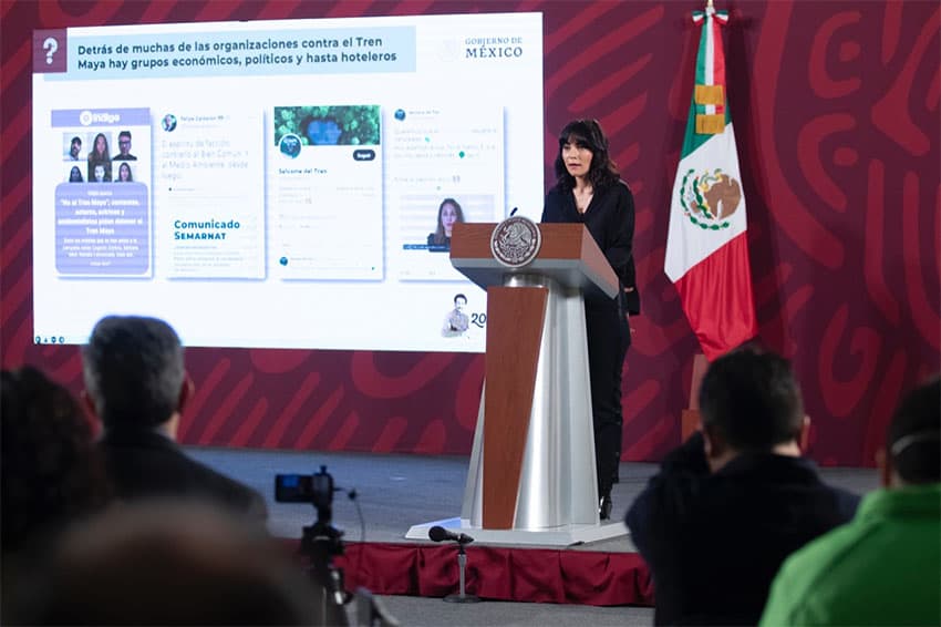 On Wednesday, Elizabeth García Vilchis took aim at opponents of the Maya Train.