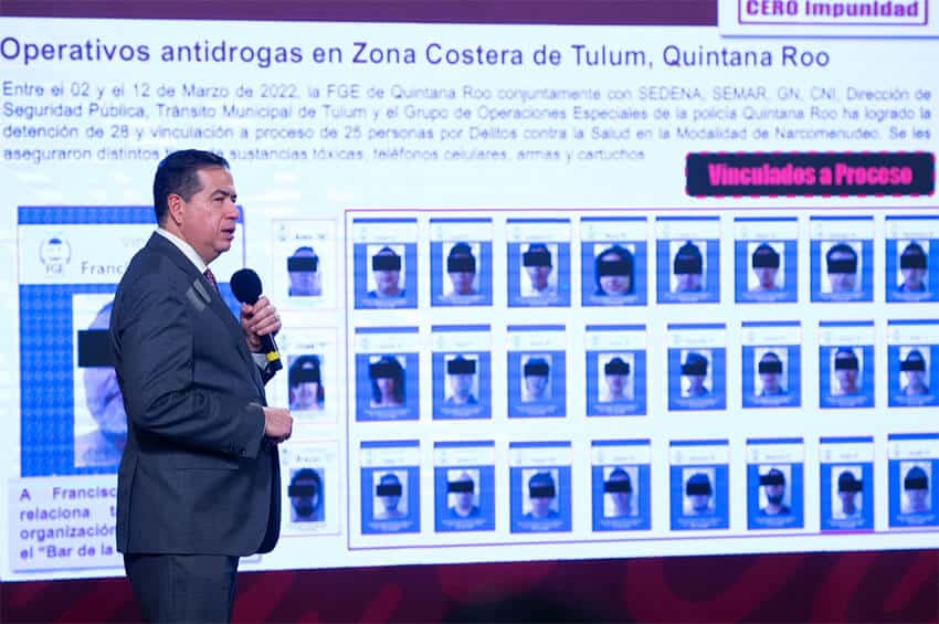 Deputy Security Minister Ricardo Mejía Berdeja announced dozens of organized crime-related arrests around the country on Thursday.
