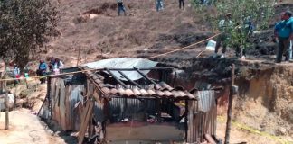 Scene of the house fire Monday in Oaxaca.