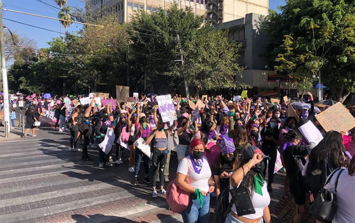 At least 10,000 marched in Guadalajara on Tuesday.