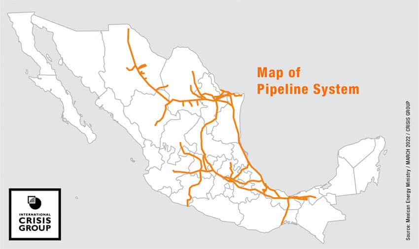 Pemex pipelines in Mexico.