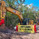 Greenpeace protesters at the train's construction site