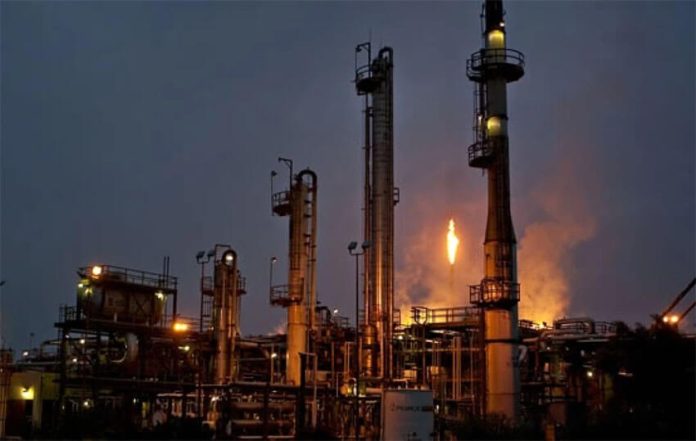 A Pemex refinery in Hidalgo flares excess gas.