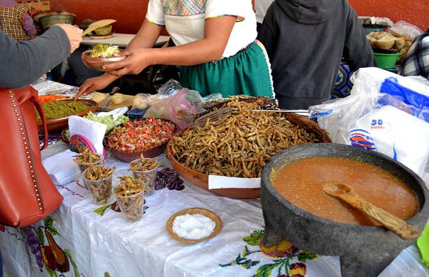 Purepecha dishes at Uruapan Palm Sunday handcraft fair