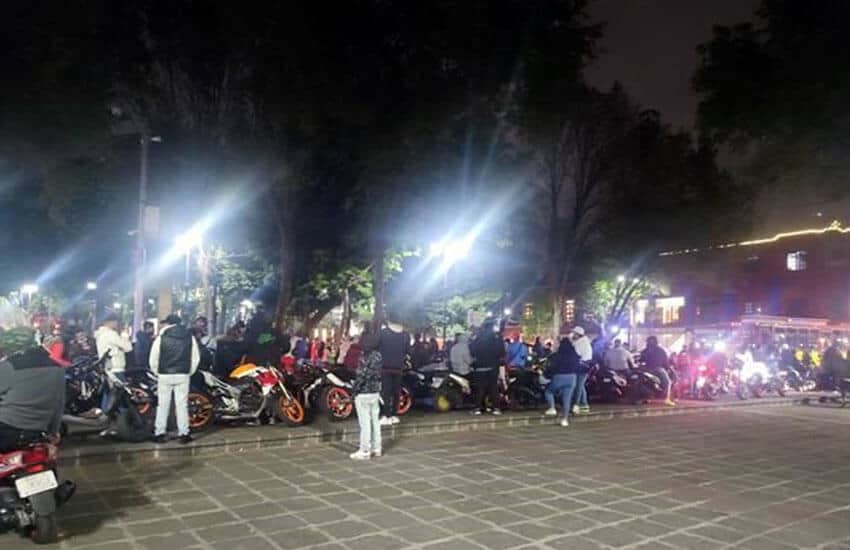 Motorcyclists in Coyoacan, Mexico City
