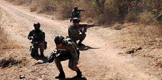 Soldiers searching for IEDs in Tierra Caliente region, Michoacan