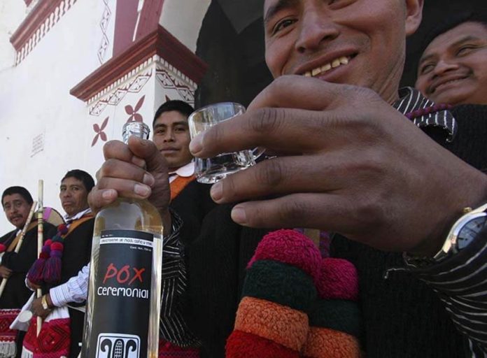 Men in Chiapas drinking pox