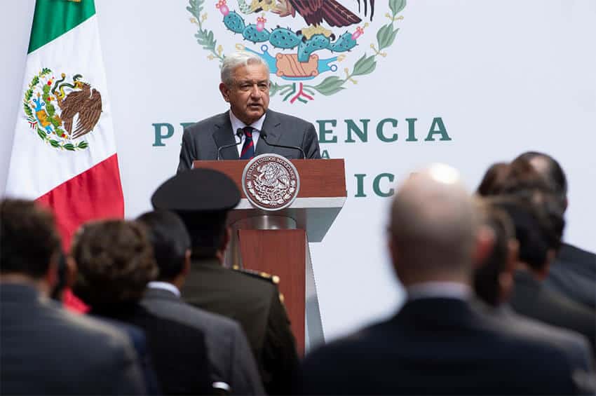 AMLO gave a quarterly review speech from the National Palace on Tuesday.