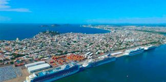 Cruise ships berthed at the port of Mazatlán