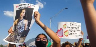 Protesters march in Monterrey after investigators found the body of Debanhi Escobar, in a case of suspected femicide.