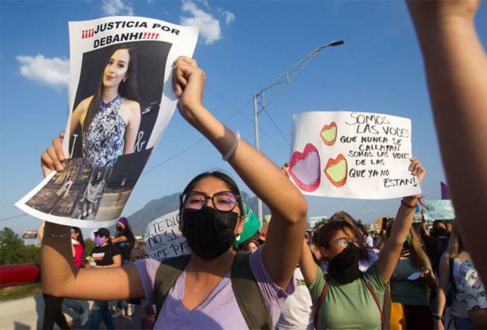 Protesters march in Monterrey after investigators found the body of Debanhi Escobar, in a case of suspected femicide.