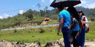 With trees and trenches, protesters blocked Highway 199 just north of Ocosingo.