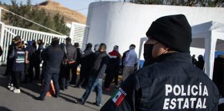 Police gathered outside the state public security ministry on Thursday morning.