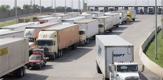 trucks at border crossing