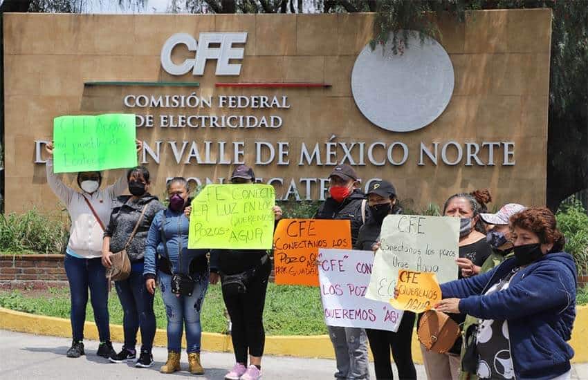 protest against CFE over cutoffs to well in Mexico state