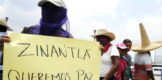 indigenous protester in Zinantla, Guerrero