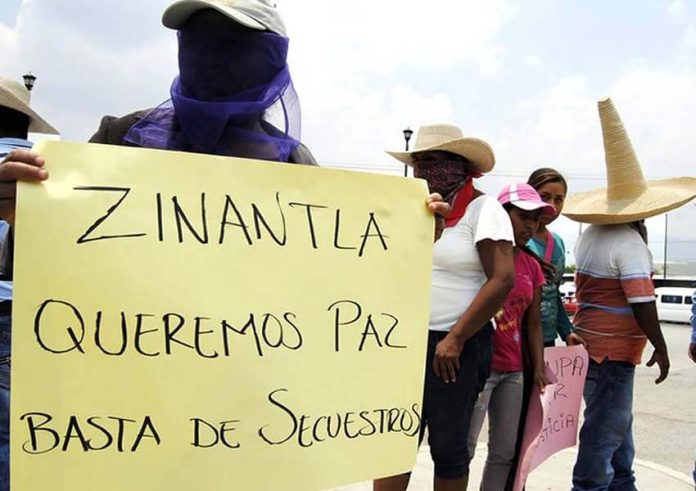 indigenous protester in Zinantla, Guerrero