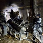 Security forces secure a narco-lab in Acuitzio in March 2021.