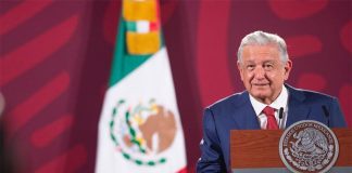 President López Obrador at his Monday conference.