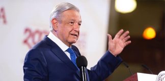 President López Obrador speaks at his Wednesday press conference.