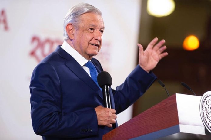 President López Obrador speaks at his Wednesday press conference.