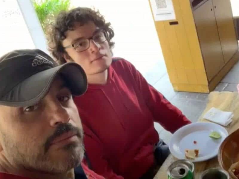 Andro Nava and his father at the taco restaurant, before the attack.