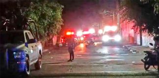 Emergency personnel at the scene of Monday's attack in Celaya.