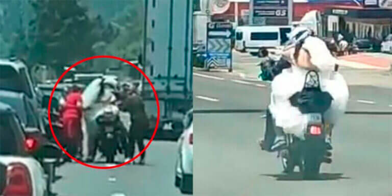 Caught in traffic, bride accepts biker’s offer of a ride to her wedding Caught in traffic, bride accepts biker’s offer of a ride to her wedding