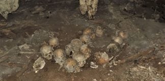 Remains of what experts believe was a Mayan altar, in the Comalapa cave.