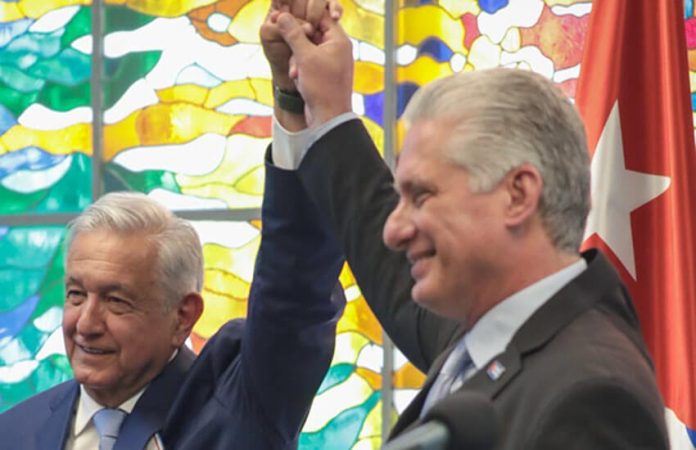 AMLO and Cuba president Miguel Diaz-Canel