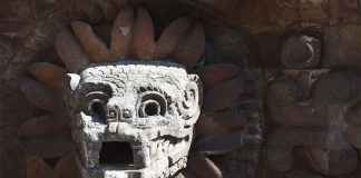 Quetzcoátl carving at Teotihuacan's Ciudadela