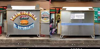 Photos of a sandwich vendor's stall