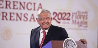 President López Obrador at his Monday morning press conference.