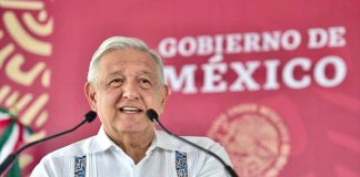 The president speaks from Coatzacoalcos on Sunday.