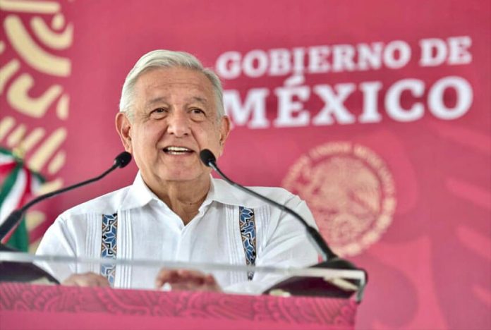 The president speaks from Coatzacoalcos on Sunday.