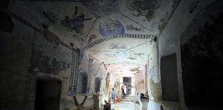 Volunteers at work in the chapel.