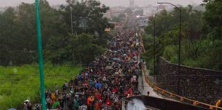Migrants on the march in Chiapas.