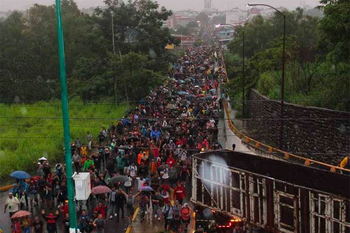 Migrants on the march in Chiapas.