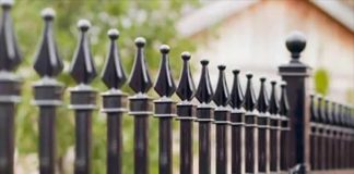 A spiked iron fence