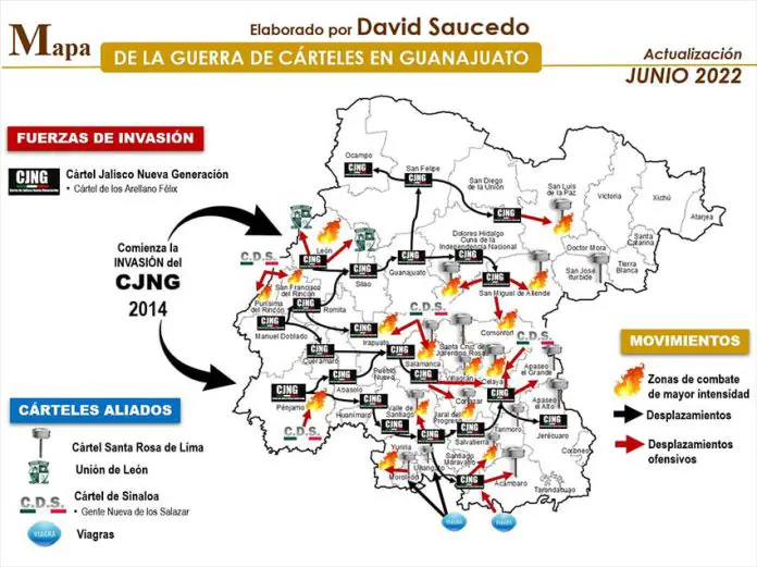 Cartel War Map Shows Further Incursion By Jalisco Cartel Into Guanajuato 1250