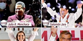 Morena's winning gubernatorial candidates were Julio Menchaca in Hidalgo, Salomón Jara in Oaxaca, Américo Villarreal in Tamaulipas and Mara Lezama in Quintana Roo.