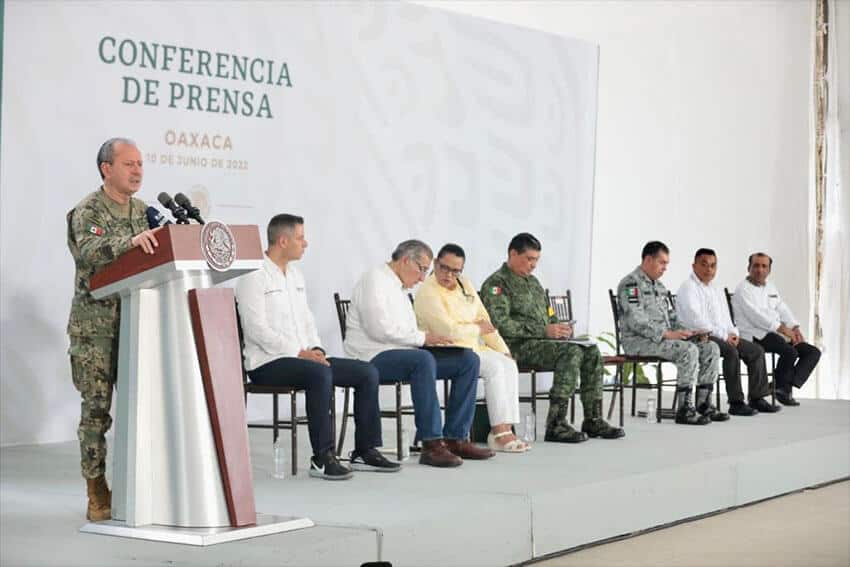 Navy Minister Rafael Ojeda speaks at the press conference on Friday.