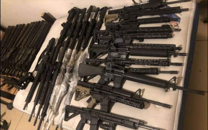 Weapons seized by the Defense Ministry from criminal organizations in Sonora earlier this year. 