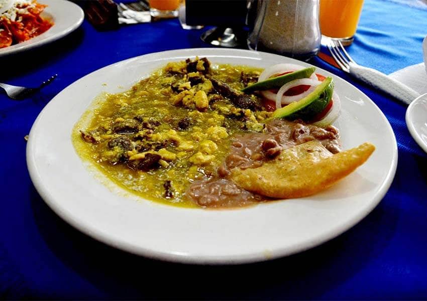 Uruapan-style aporreadillo dish