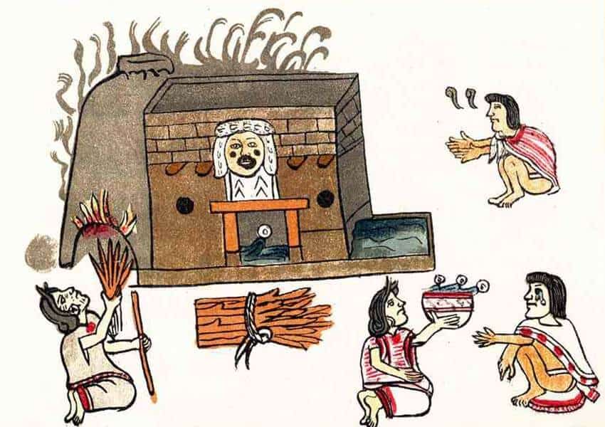 Pictogram of a Mexica temazcal lodge in Codex Magliabechiano