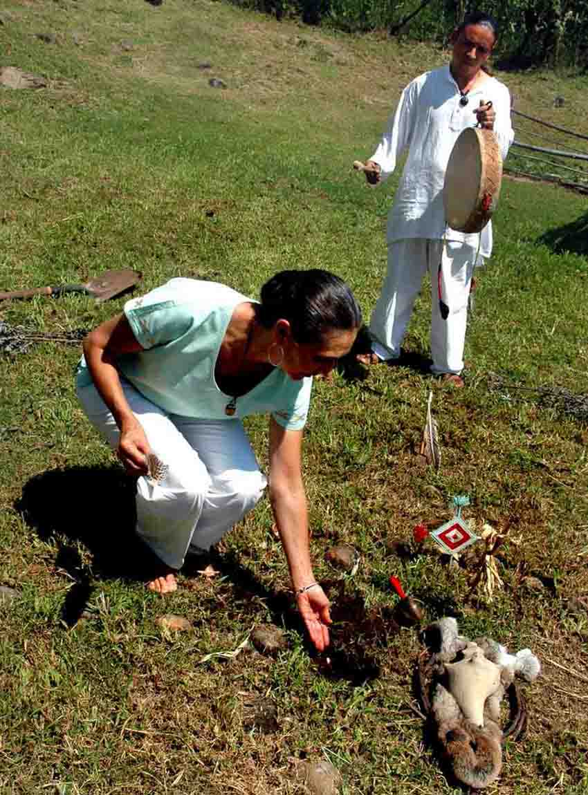 offering of seeds to a Mexican temazcal