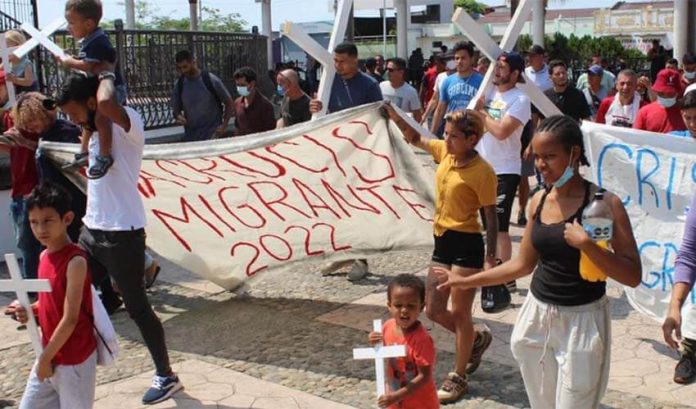 migrant protest in tapachula, chiapas in April 2022